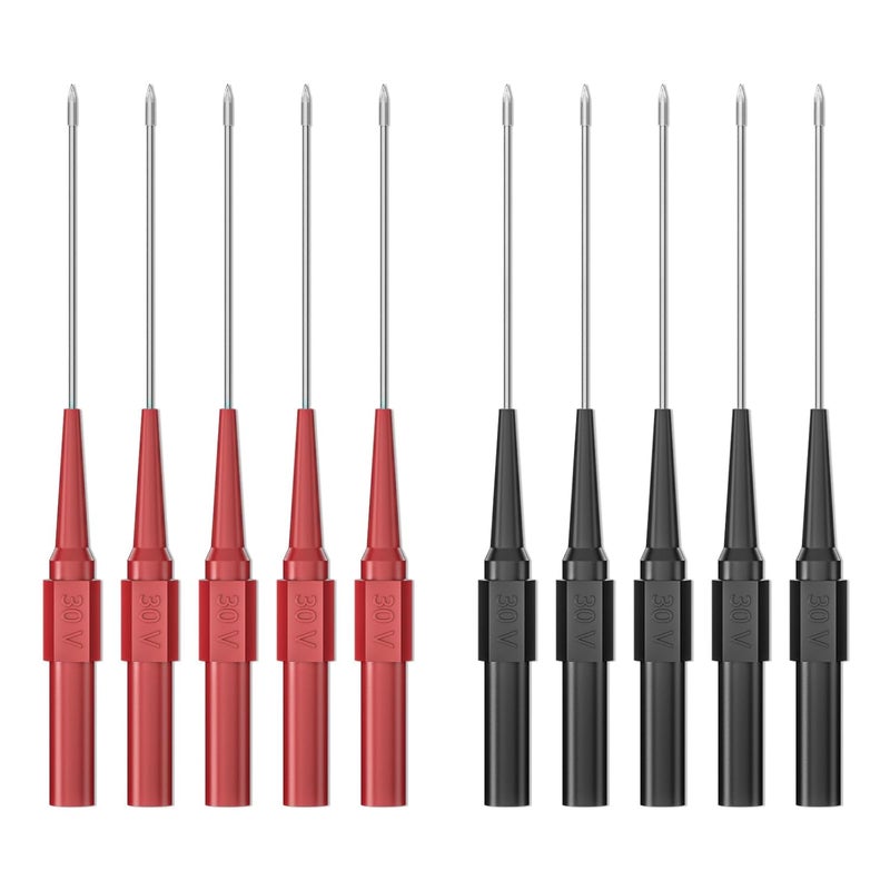 CNHIDEE 10PCS Back Probe Kit with 4mm Banana Socket (0.7mm Needle) | Non-Destructive Wire Piercing Probes Pin for Car Tester & Automotive Testing Tools Multimeter Tester (Red-Black) - Image 1